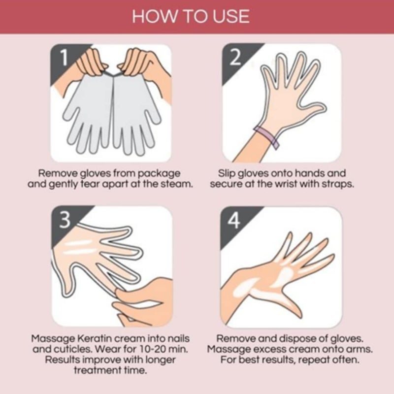 Bodipure Premium Hand Mask Keratin Gloves | Moisturizing Gloves for Dry Hands & Nail-Strengthening & Cuticle Softening | Spa Experience at Home | Chemical Free & for All Skin Types | 4 Pairs - Image 5